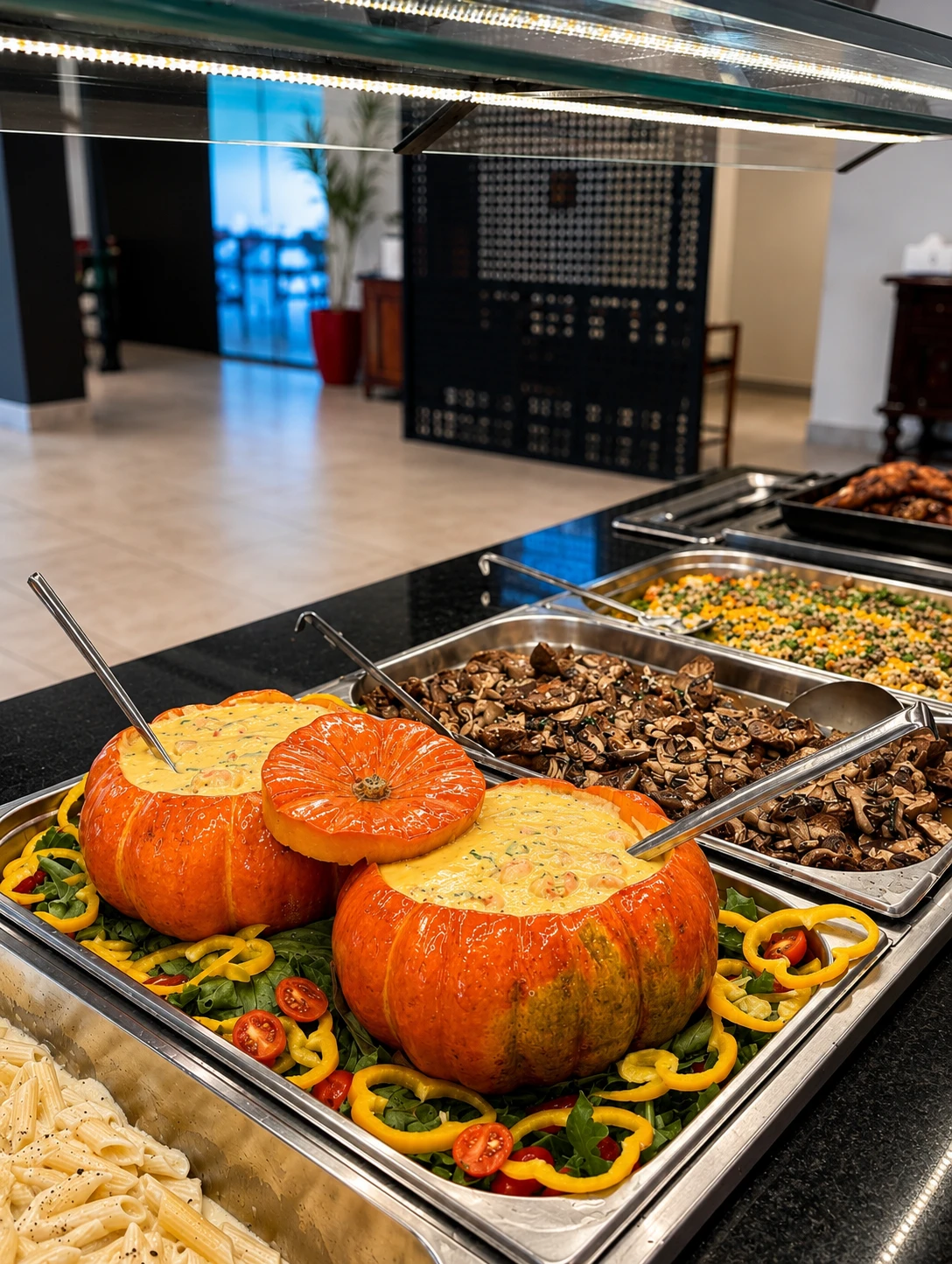Detalhe do buffet de saladas